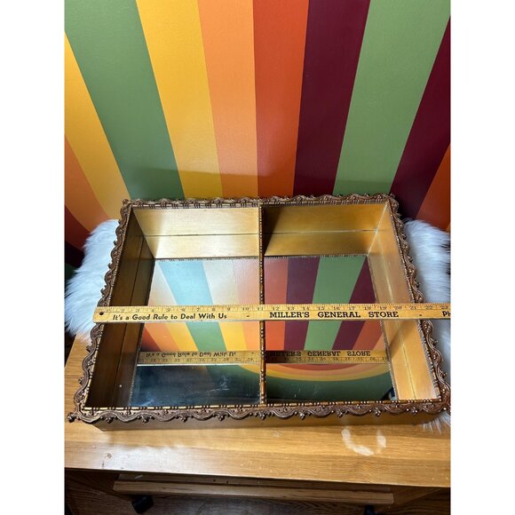 Vintage mirrored background shelf - vintage/water damage wear shadow box - Picture 7 of 8